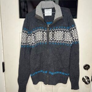 Aeropostale Fair Isle Knit Zip Sweater Jacket | L